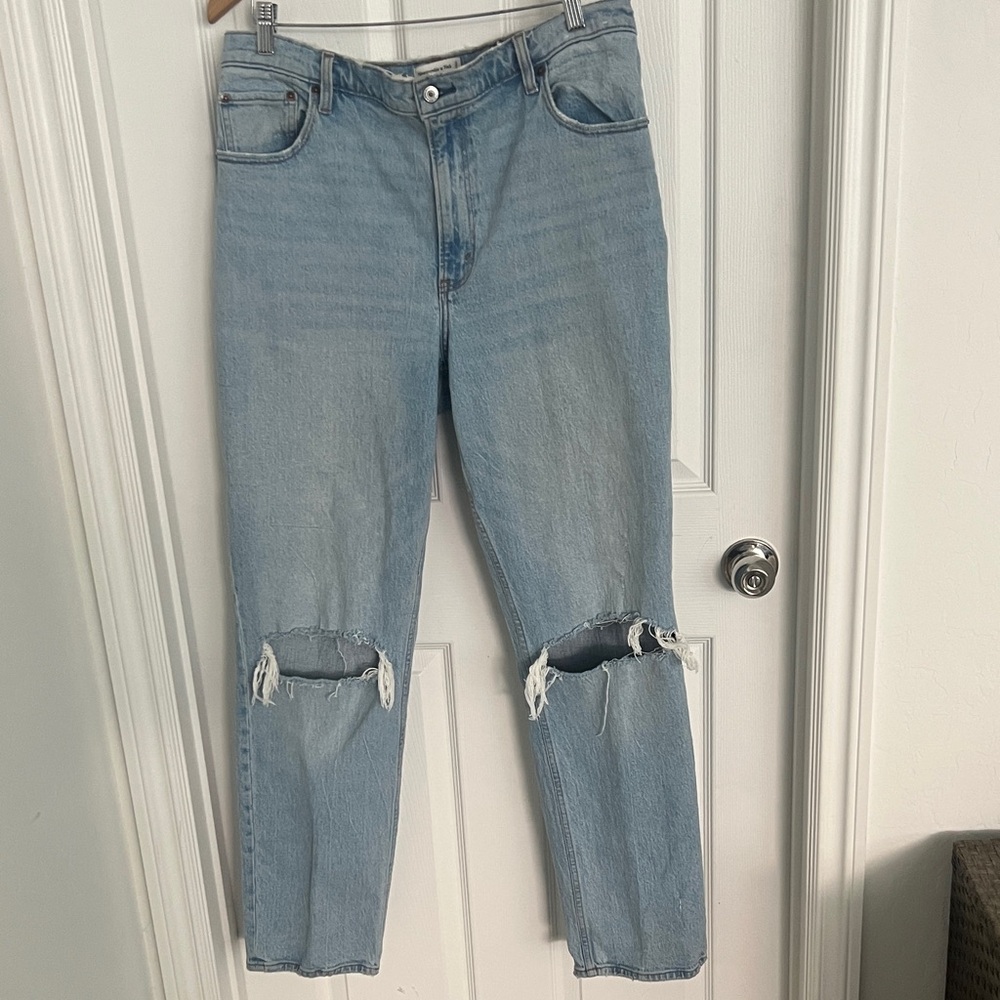 Abercrombie & Fitch Light Wash Distressed Boyfriend Jeans